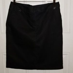 Apostrophe Black Cotton Knee Length Skirt